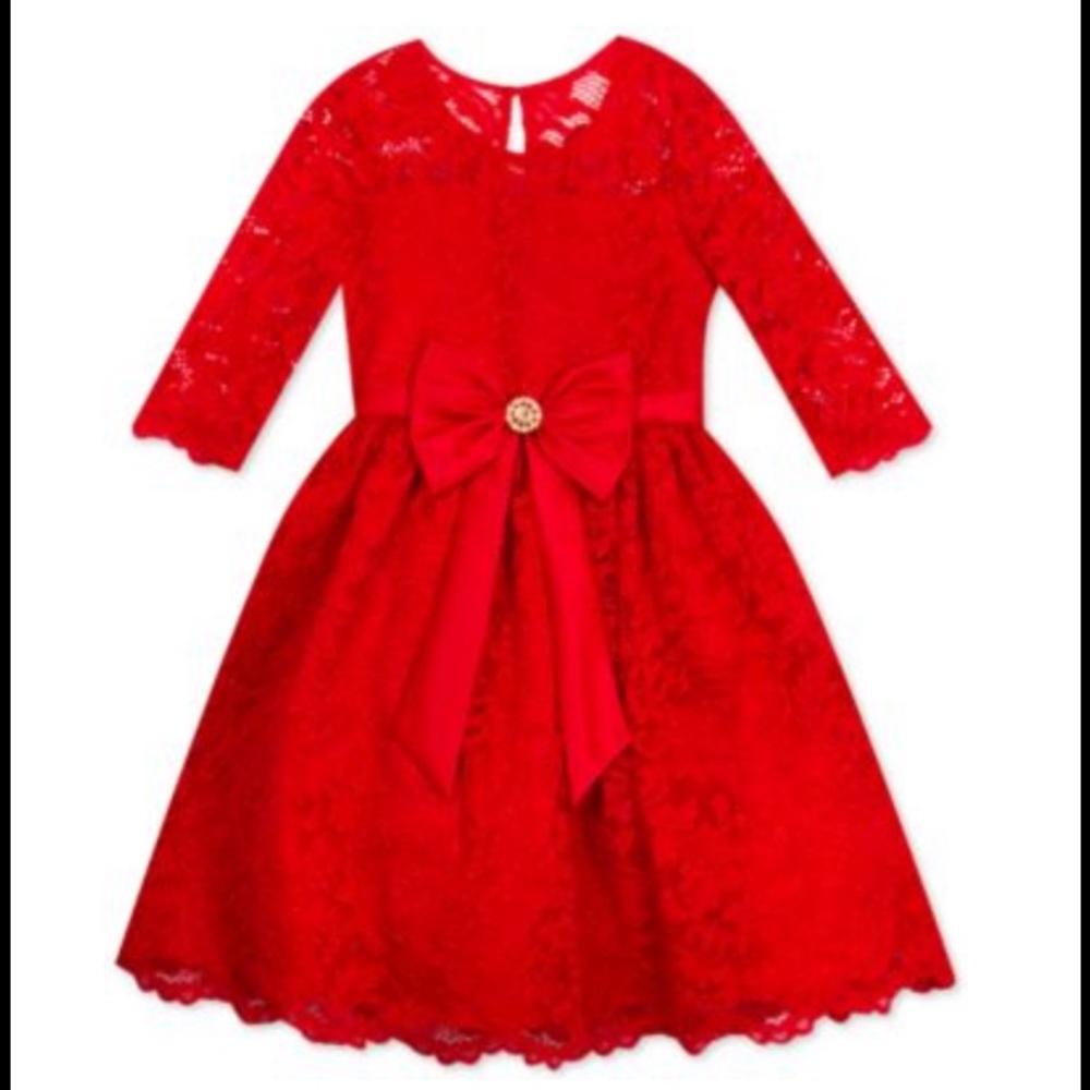 Longsleeves Lace Red Dress